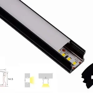 Structure de profil | 4 mètres | Loi | Noir - Mat d'opale | 17,5 x 14,5 | Bande LED de COB