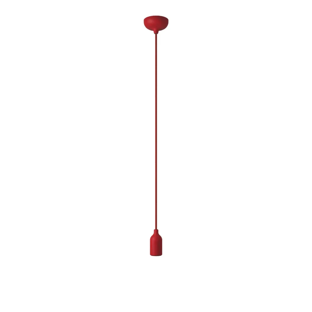 Suspension colorée en silicone avec câble textile - Rouge