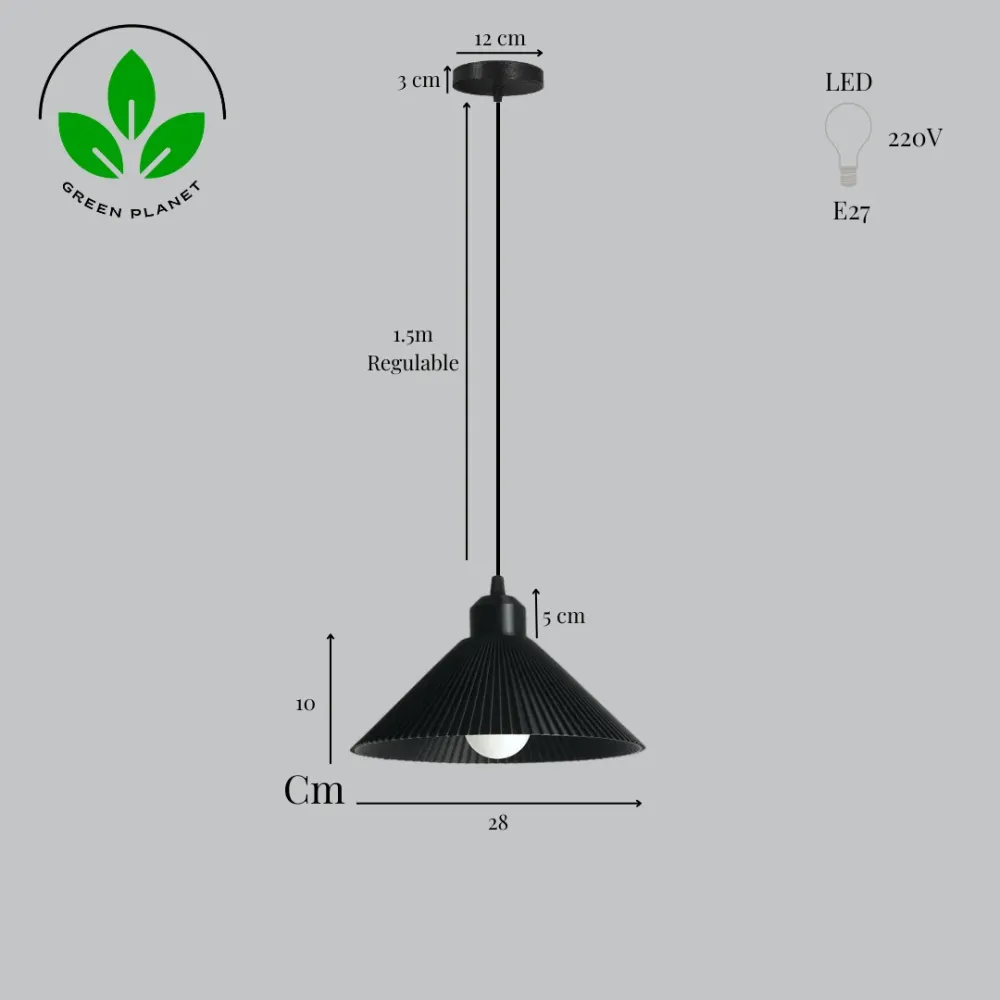 Suspension « Colt », rosace noire/noire/câble noir