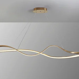 Suspension grande feuille or