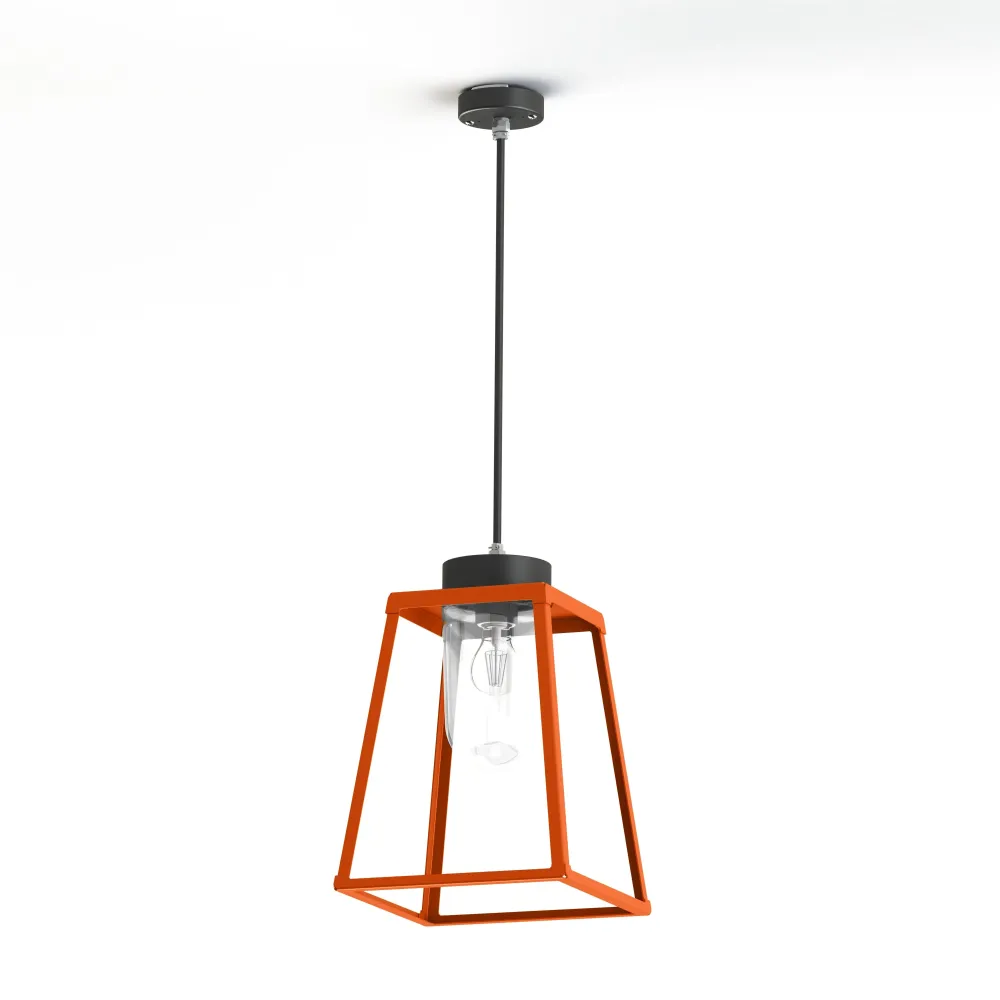 Suspension Lampiok 2 N°2 diffuseur clair Orangé pur 014 - Gris noir 107 178003014