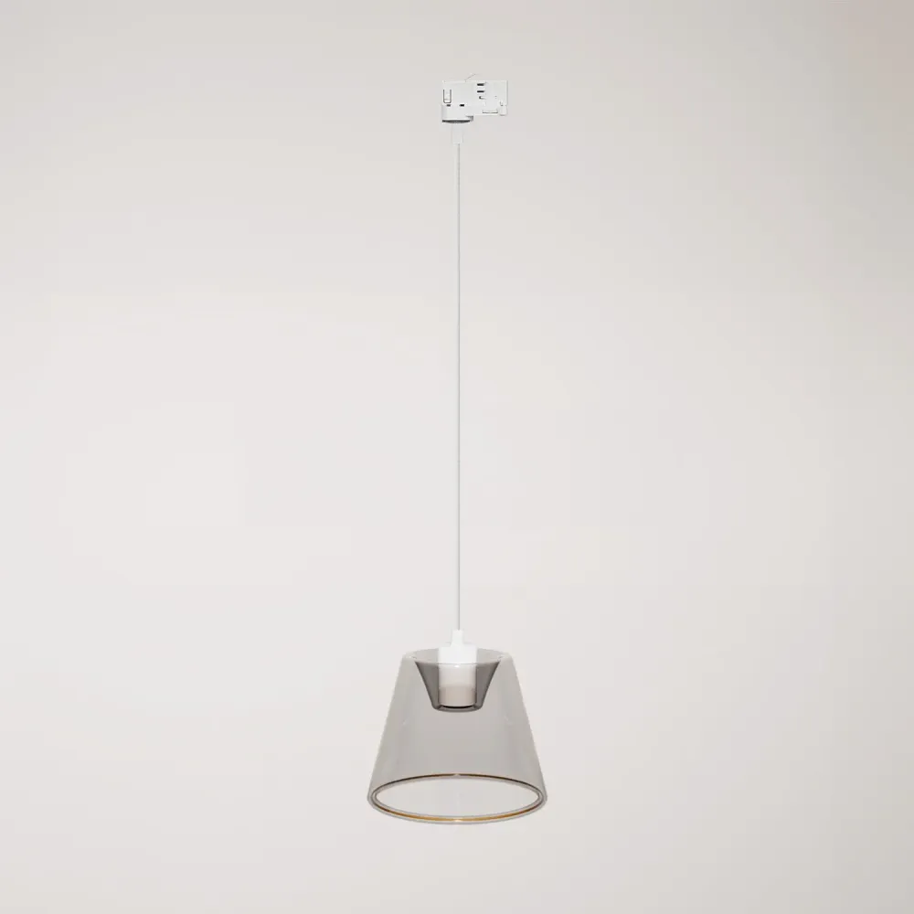 Suspension pour rails avec ampoule Ghost en cône smoky - Blanc