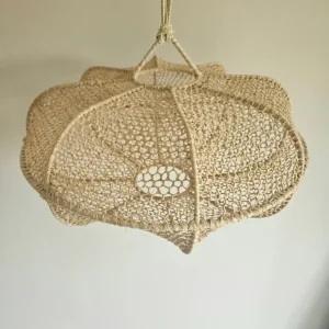 Suspension en raphia arrondie, nid d'abeille, luminaire deco, abat-jour en raphia