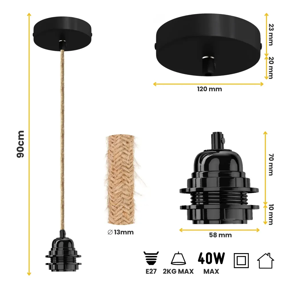Suspension TWIST 1 ampoule ficelle - Transformez votre éclairage