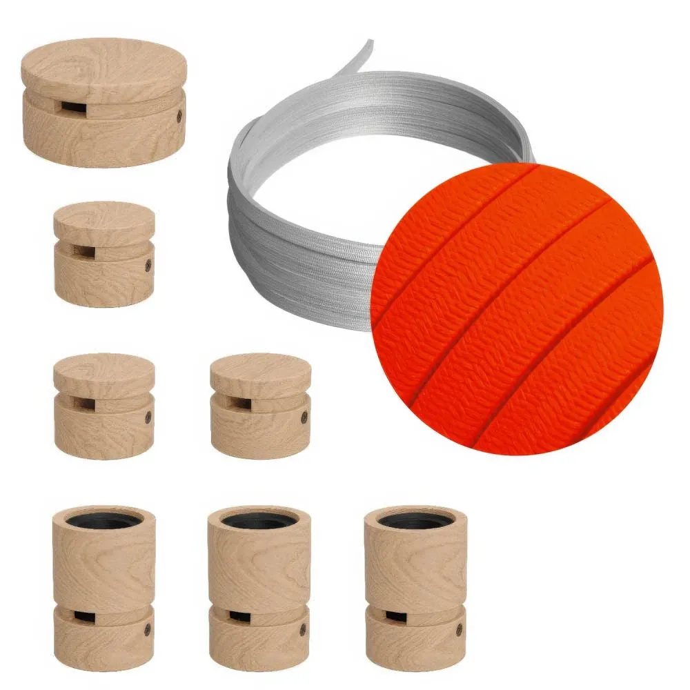 Système Filé Linear Kit - avec câble CF15 de 5 m pour guirlande lumineuse et 7 composants en bois pour intérieur