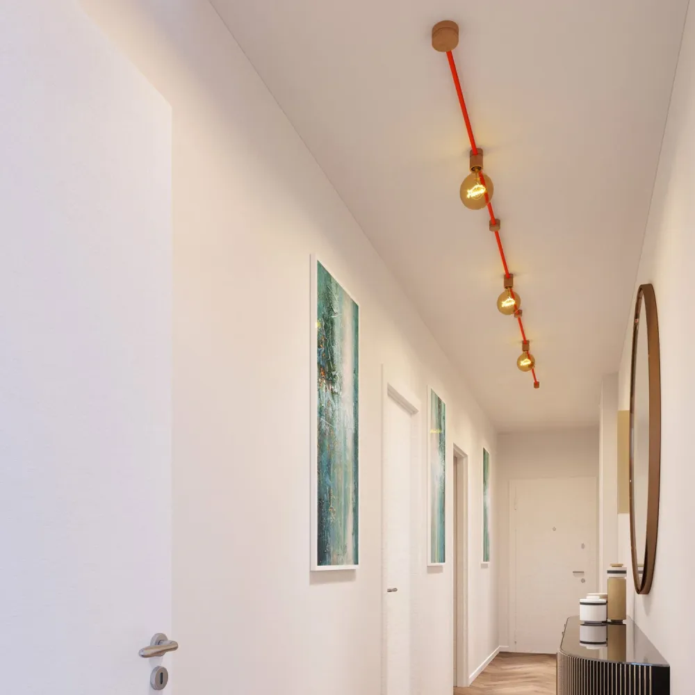 Système Filé Linear Kit - avec câble CF15 de 5 m pour guirlande lumineuse et 7 composants en bois pour intérieur