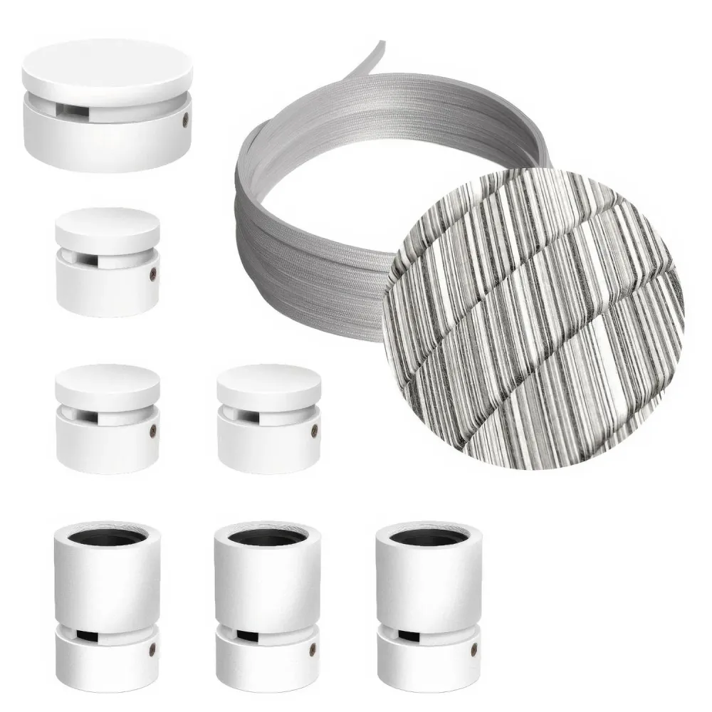 Système Filé Linear Kit - avec câble ECC37 de 5 m pour guirlande lumineuse et 7 composants en bois peint blanc pour intérieur