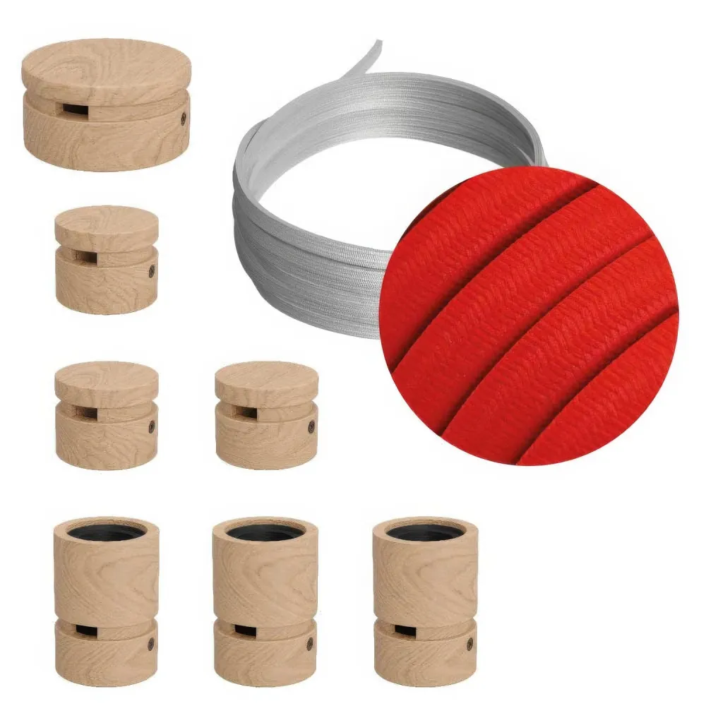 Système Filé Linear Kit - avec câble CM09 de 5 m pour guirlande lumineuse et 7 éléments en bois pour l’intérieur