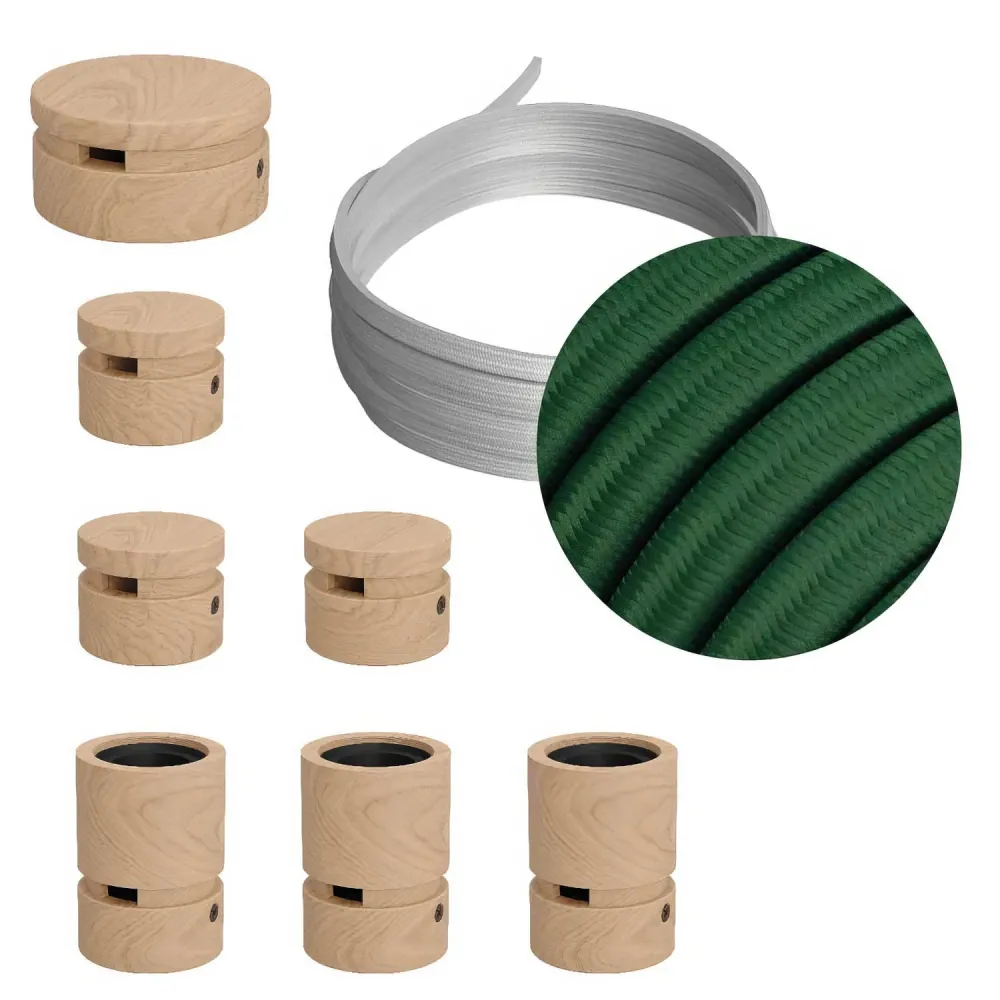 Système Filé Linear Kit - avec câble CM21 de 5 m pour guirlande lumineuse et 7 composants en bois pour intérieur