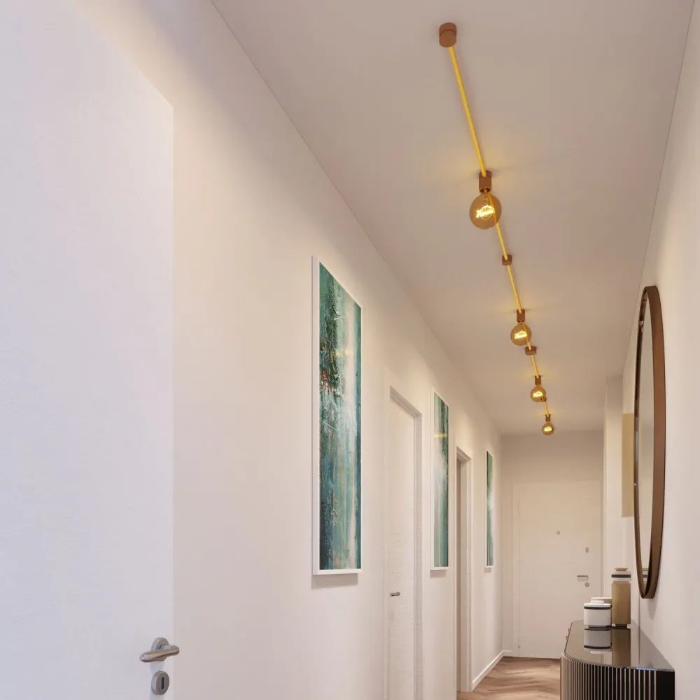 Système Filé Symmetric Kit - avec câble CM10 de 5 m pour guirlande lumineuse et 9 composants en bois pour intérieur