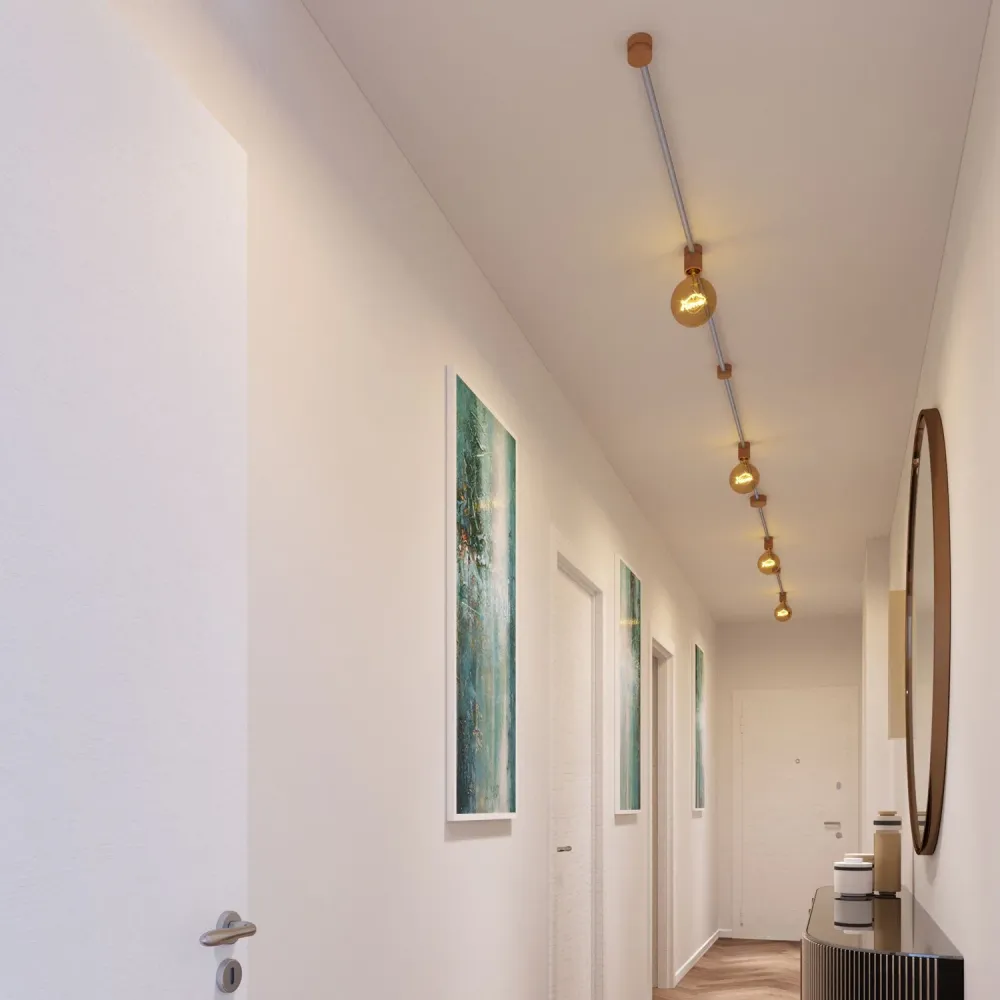 Système Filé Symmetric Kit - avec câble CZ04 de 5 m pour guirlande lumineuse et 9 éléments en bois pour intérieur