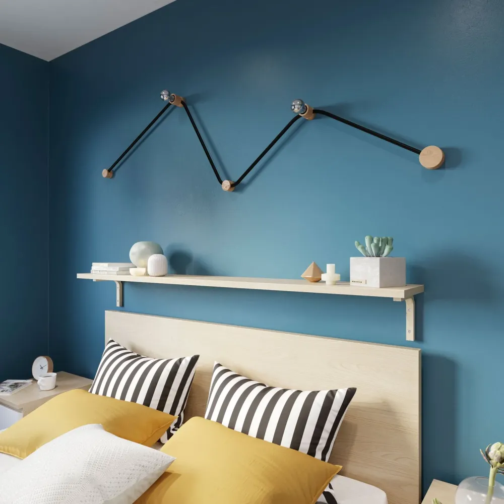Système Filé Wiggle Kit - avec câble CM04 de 3 m pour guirlande lumineuse et 5 composants en bois pour l’intérieur