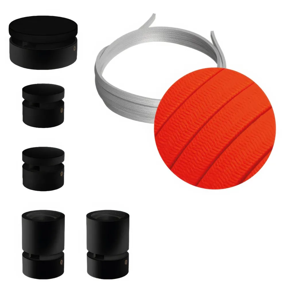 Système Filé Wiggle Kit - avec câble CF15 de 3 m pour guirlande lumineuse et 5 éléments en bois peint noir pour intérieur