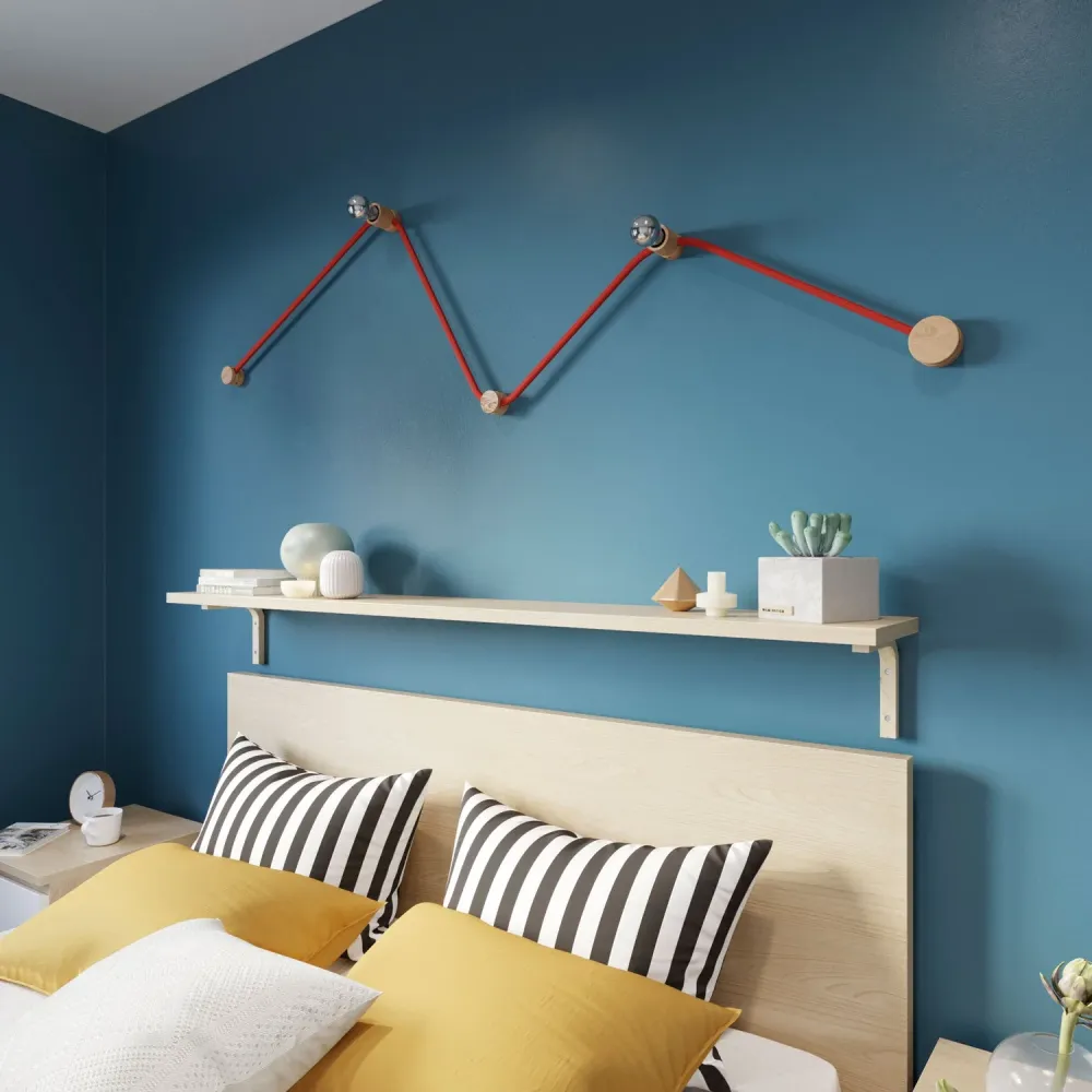 Système Filé Wiggle Kit - avec câble CM09 de 3 m pour guirlande lumineuse et 5 éléments en bois pour intérieur