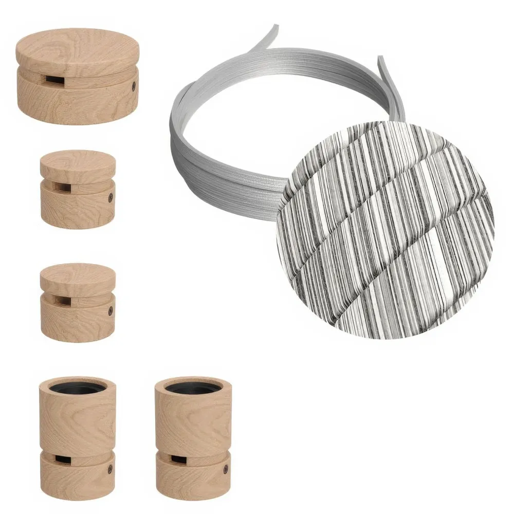 Système Filé Wiggle Kit - avec câble ECC37 de 3 m pour guirlande lumineuse et 5 éléments en bois pour l’intérieur