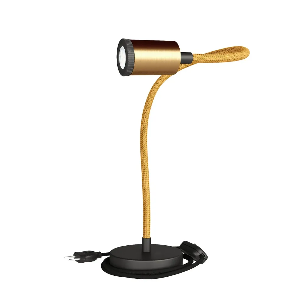 Table Flex GU1d0 lampe de table articulée avec mini Spot LED - Bronze satiné