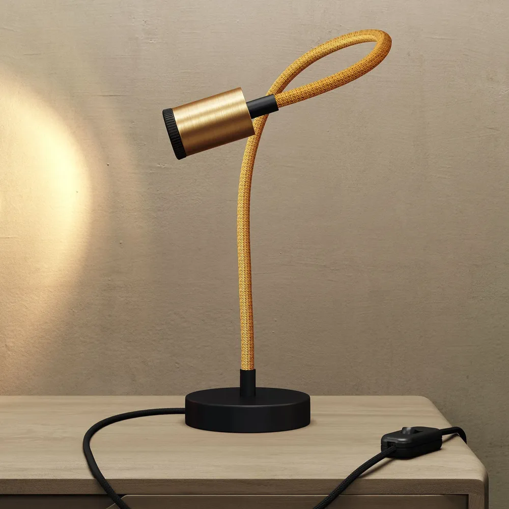 Table Flex GU1d0 lampe de table articulée avec mini Spot LED - Bronze satiné