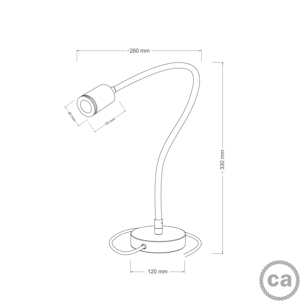 Table Flex GU1d0 lampe de table articulée avec mini Spot LED - Bronze satiné
