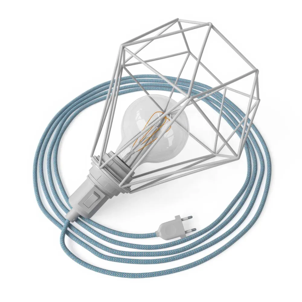 Table Snake - Lampe plug- avec abat-jour cage Diamond - Blanc