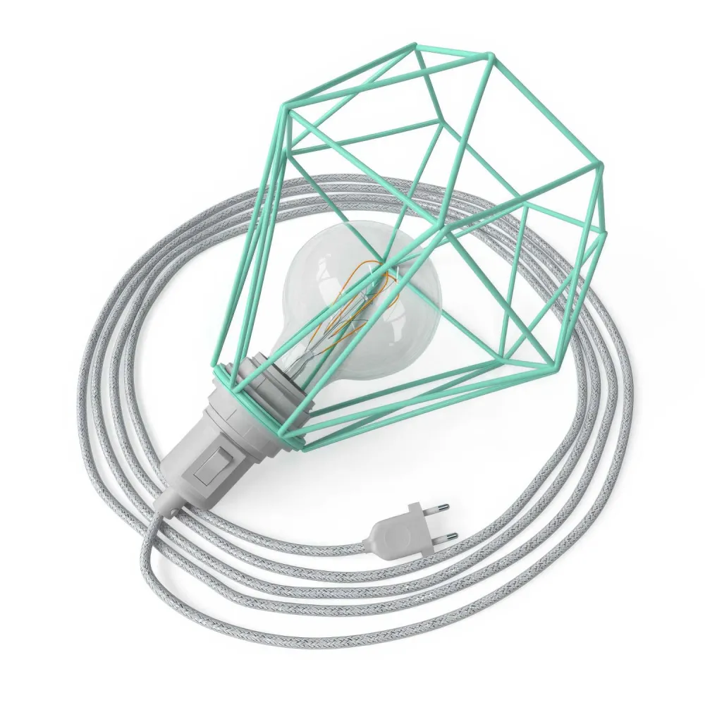 Table Snake - Lampe plug- avec abat-jour cage Diamond - Turquoise