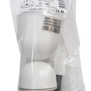 Monture plastique douille E27 60W maxi blanc TIBELEC