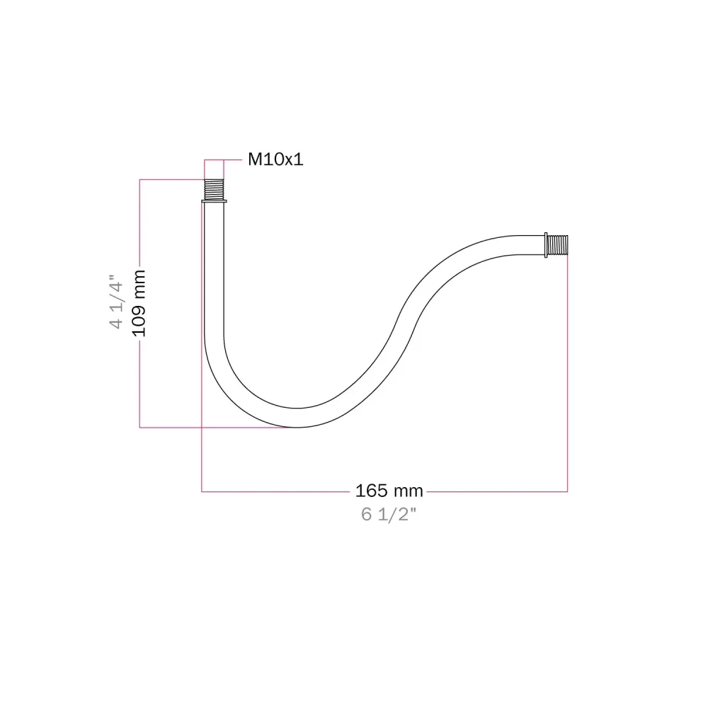 Tube d’extension courbé en S pour lampe, 16,5 cm en métal – Bronze satiné