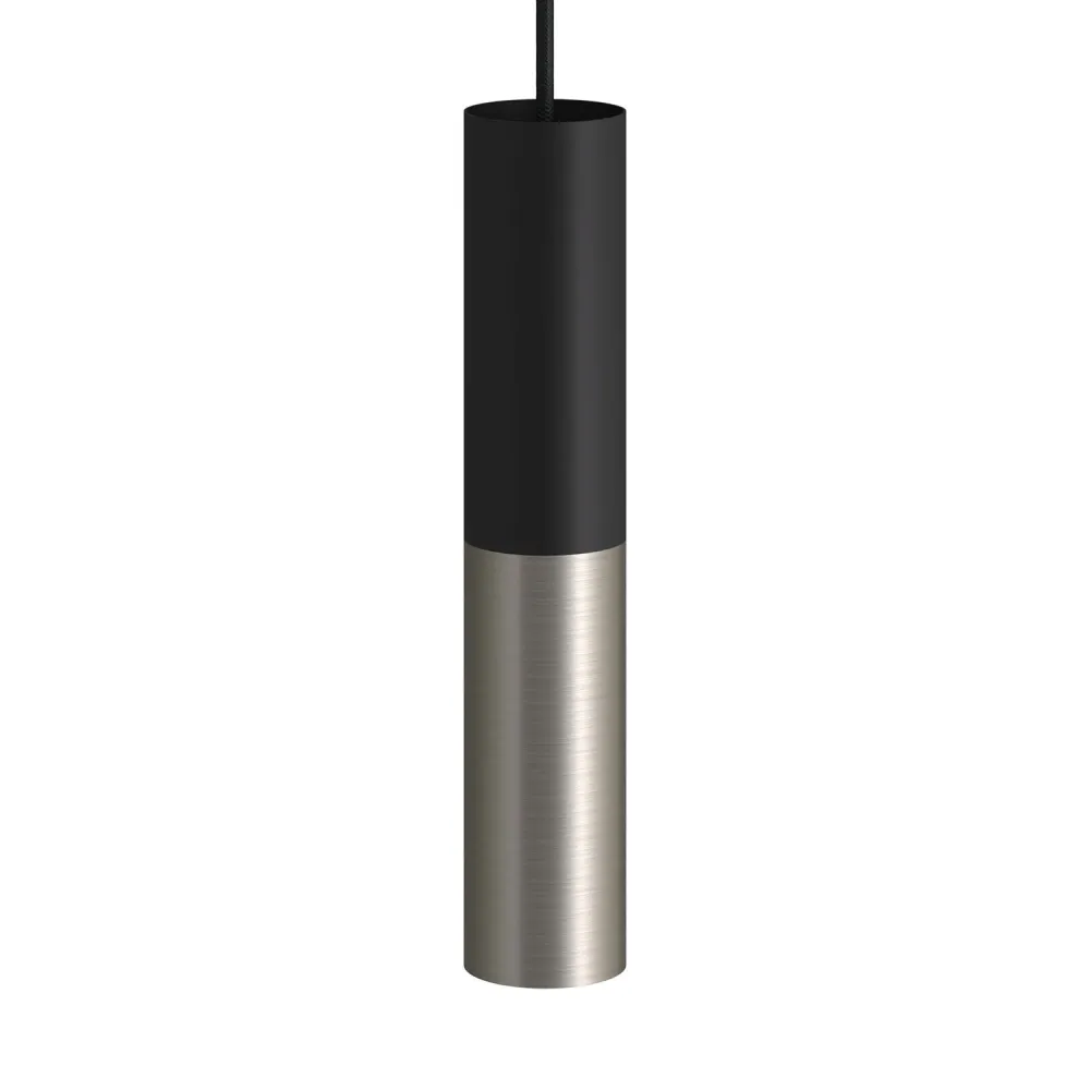 Tub-E14, tube en métal double pour spot avec douille double bague E14 - Noir et Titane satiné