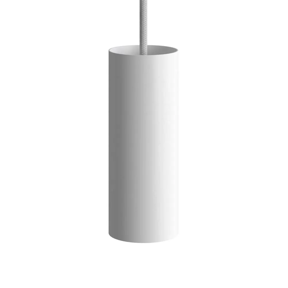 Tub-E14, tube en métal pour spot avec douille double bague E14 - Blanc mat