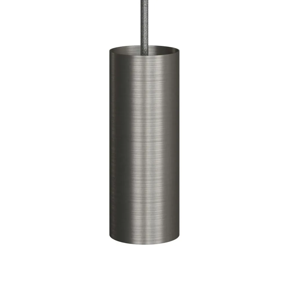 Tub-E14, tube en métal pour spot avec douille double bague E14 - Titane satiné