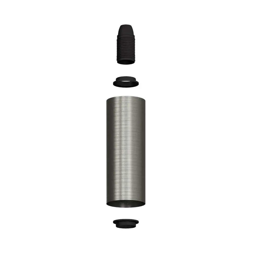 Tub-E14, tube en métal pour spot avec douille double bague E14 - Titane satiné