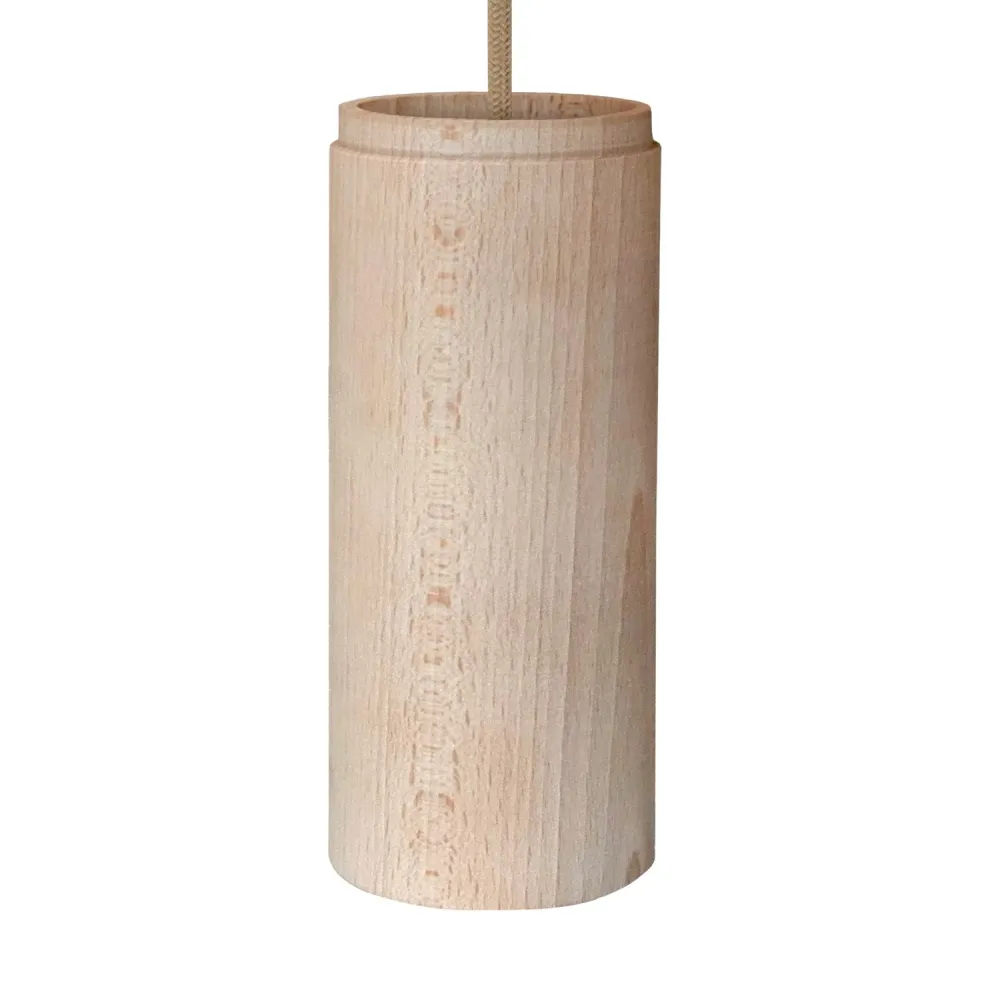Tub-E27, abat-jour en bois pour lampe à spot avec douille double bague E27 - Neutre