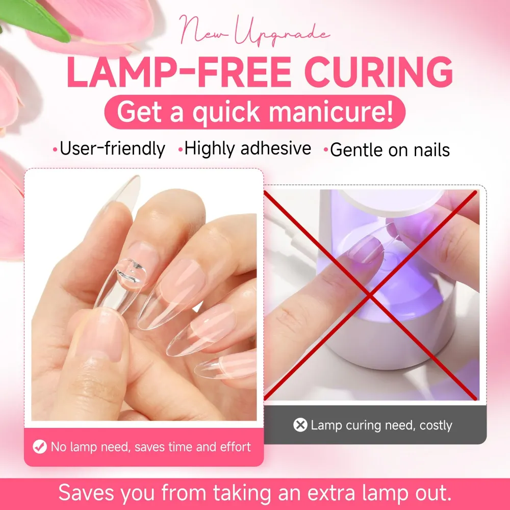 UNA GELLA Colle Ongles Semi-Solide Sans Lampe – 10 ml + Dissolvant 12 ml Kit