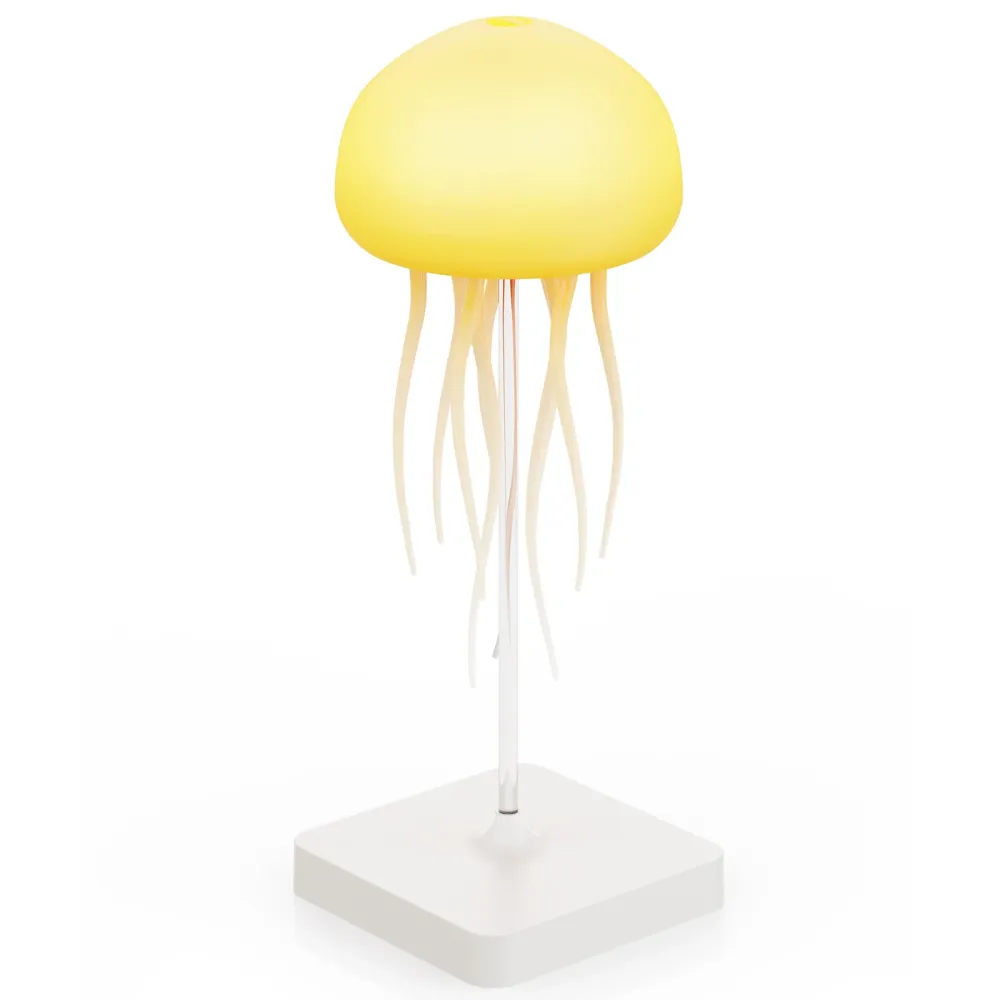 Veilleuse LED méduse en silicone colorées rechargeable avec interrupteur à commande vocale avec socle lampe de chevet veil...