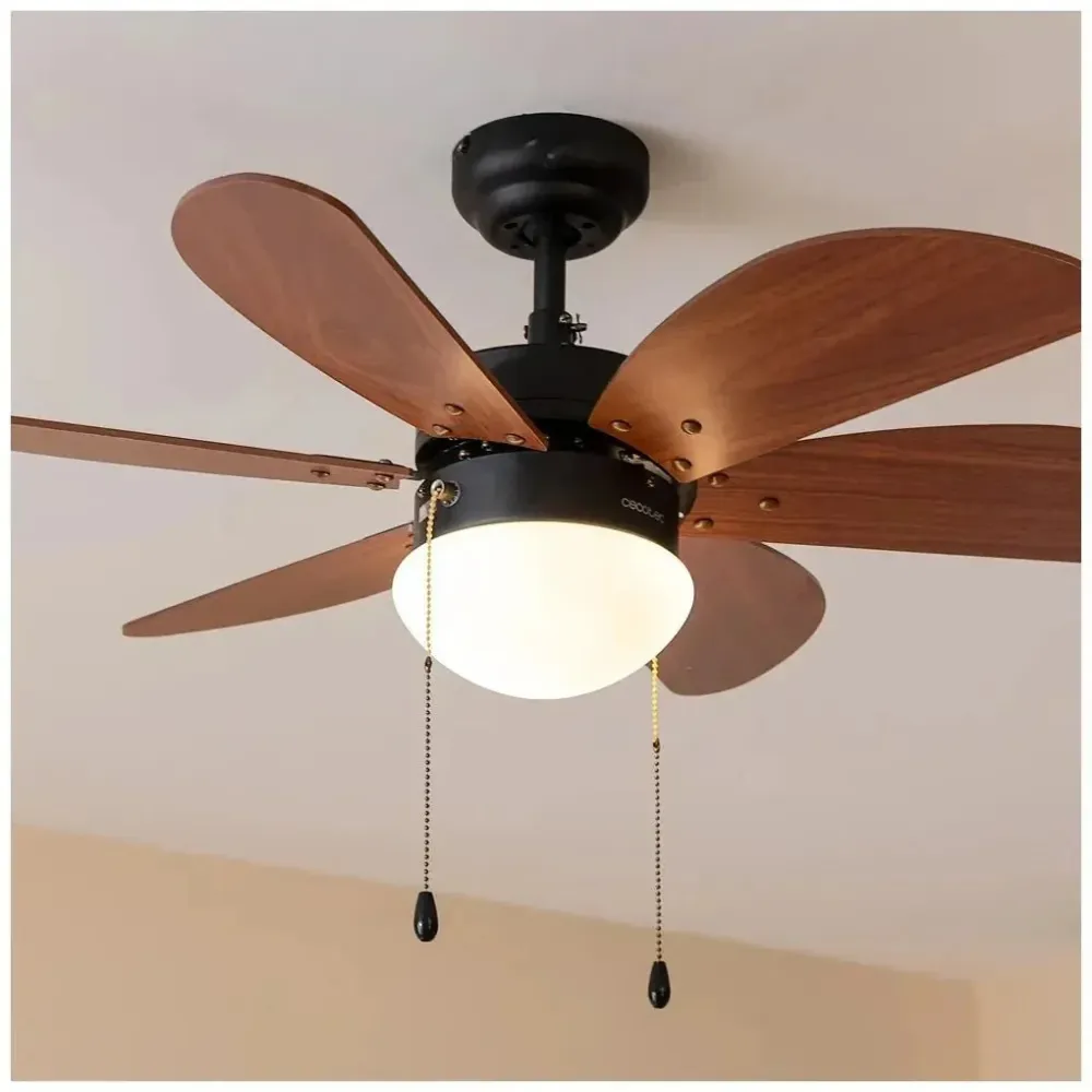 Ventilateur de plafond 50 W avec éclairage 6 pales réversibles mode saisonnier Cecotec