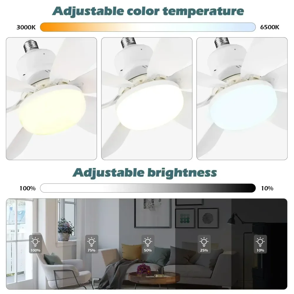 Ventilateur de Plafond LED Silencieux avec Télécommande
