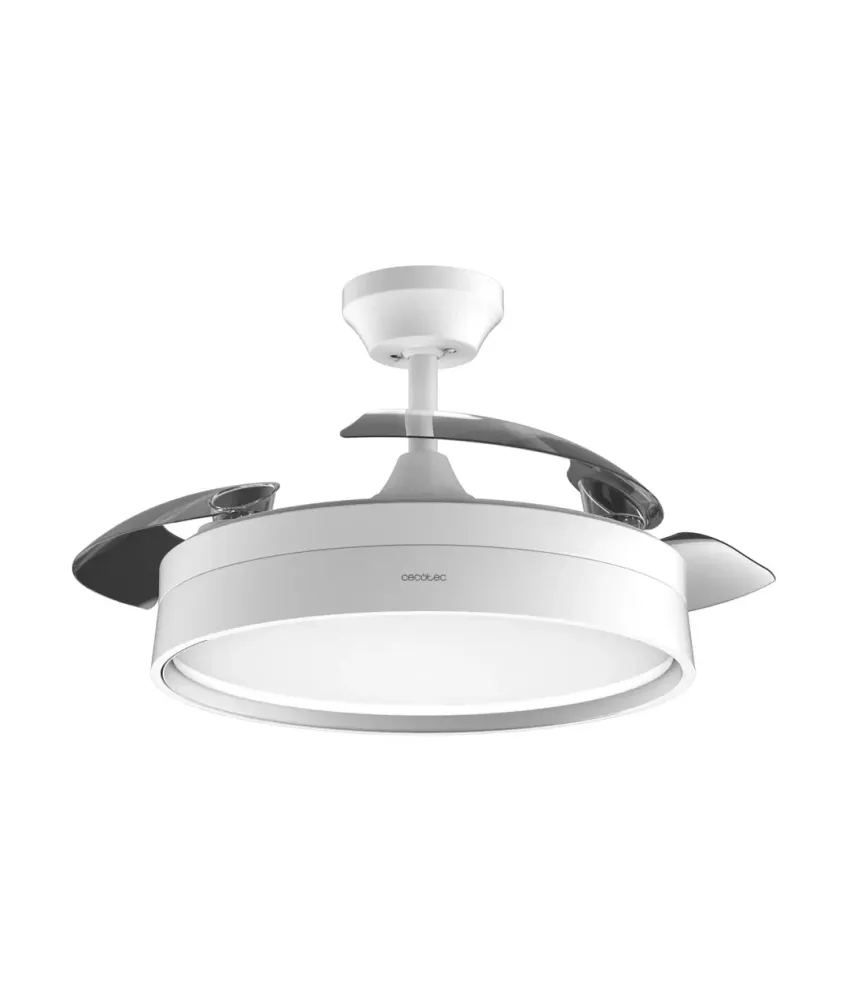 Ventilateur de plafond pales rétractables LED moteur DC silencieux minuterie Cecotec