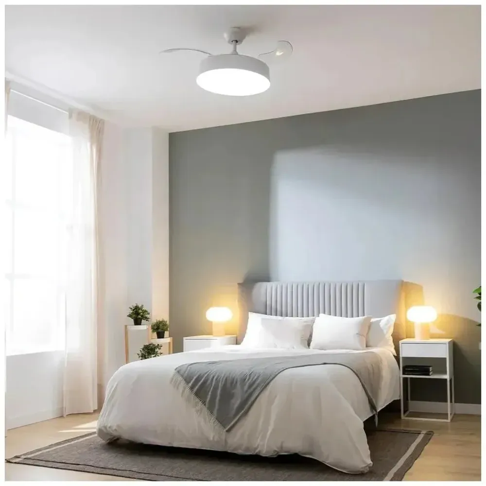 Ventilateur de plafond pales rétractables LED moteur DC silencieux minuterie Cecotec