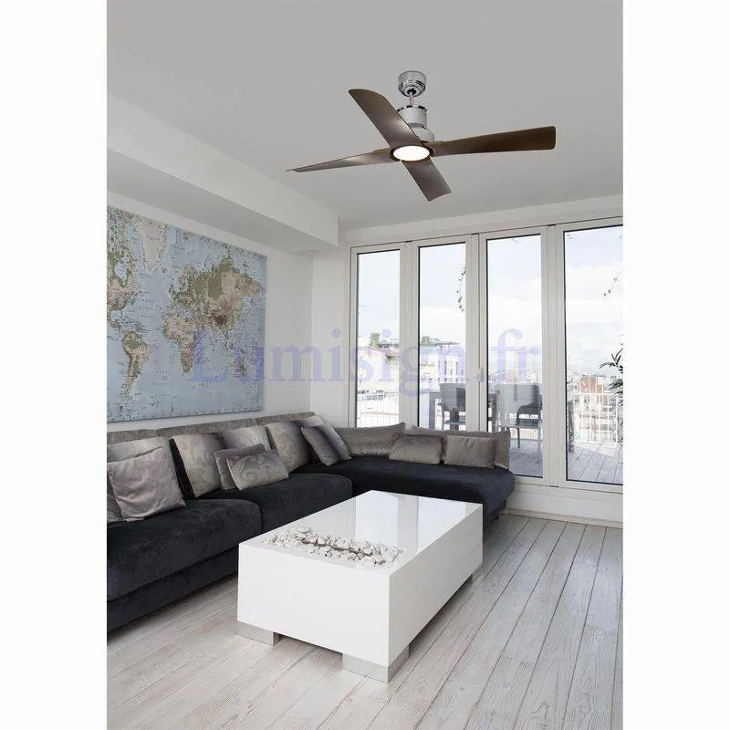Ventilateur de plafond WINCHE chrome avec luminaire