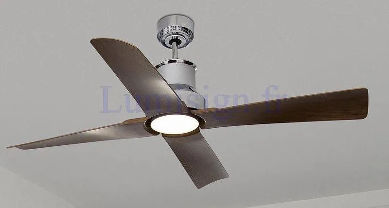 Ventilateur de plafond WINCHE chrome avec luminaire