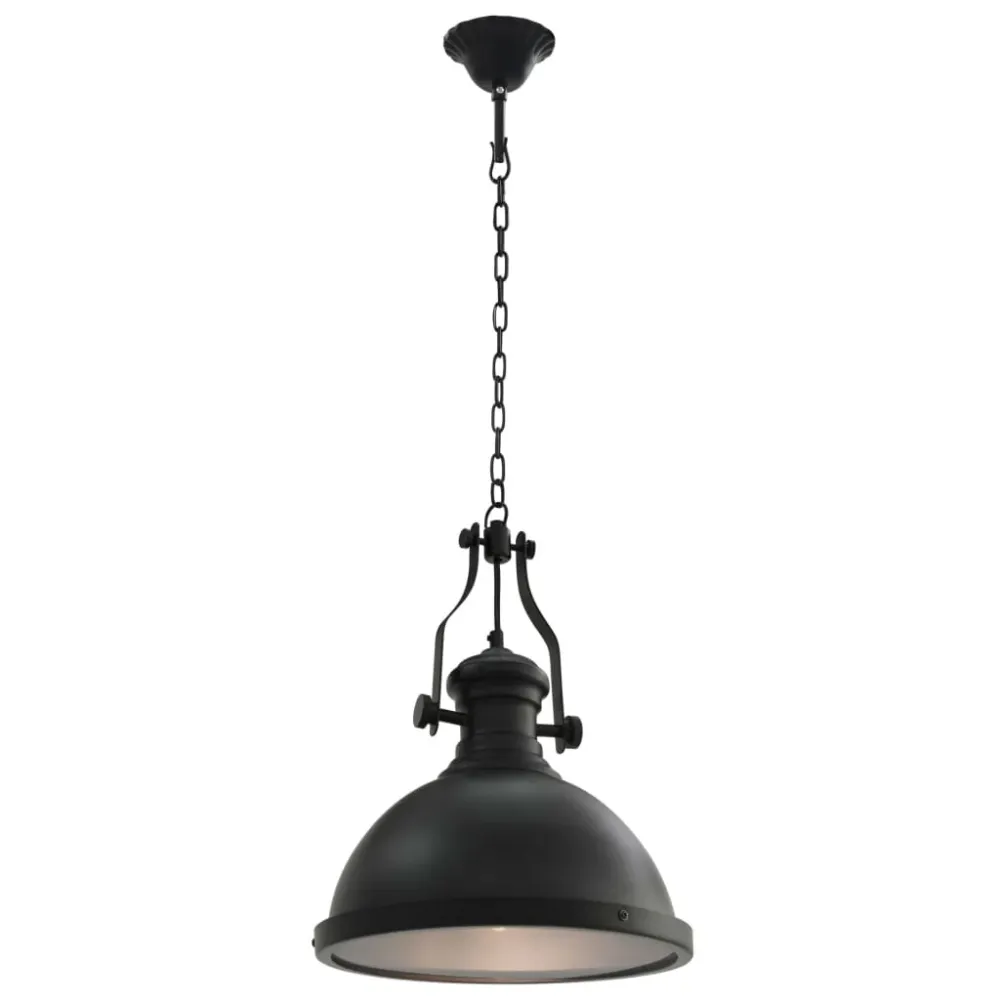 vidaXL Plafonnier Noir Rond E27