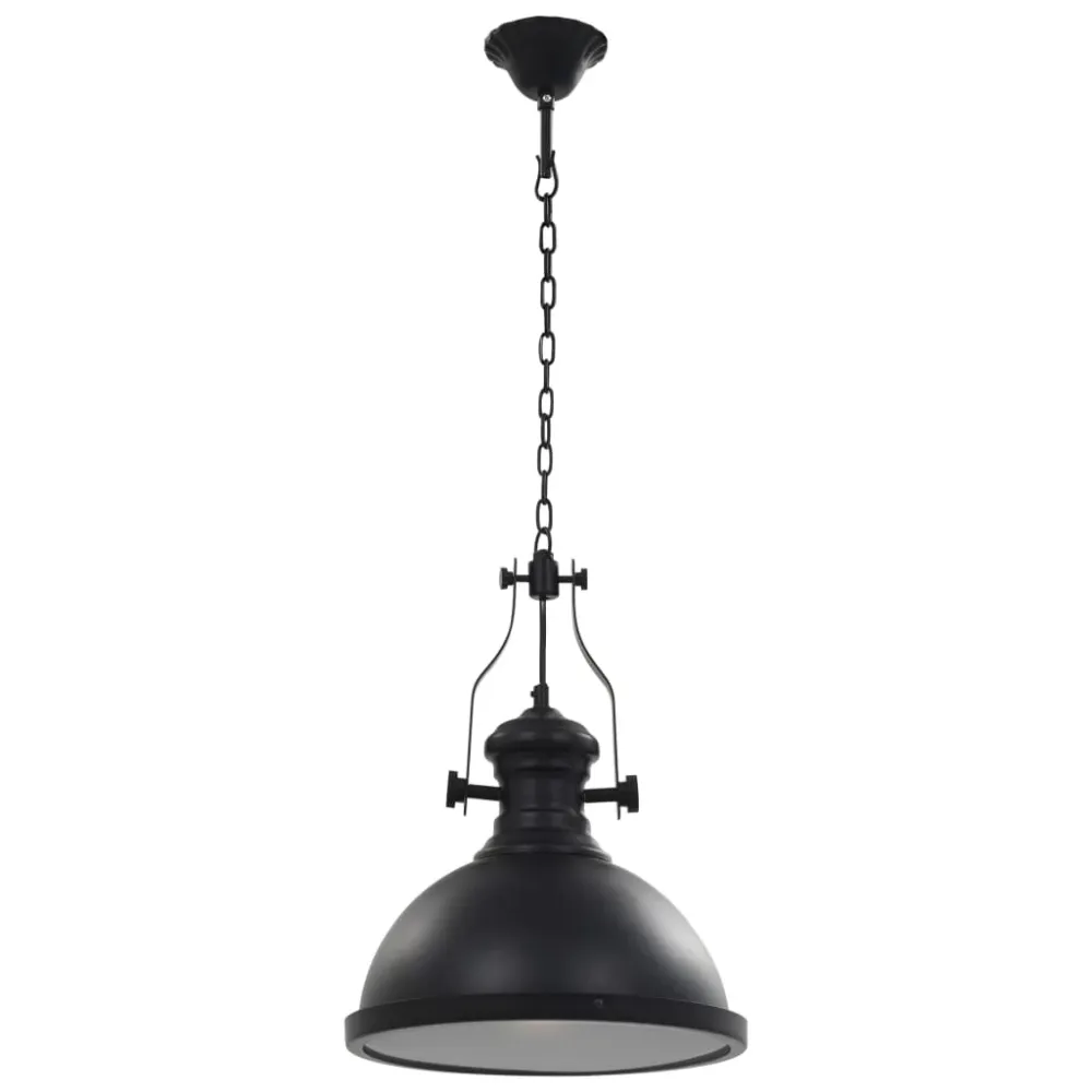 vidaXL Plafonnier Noir Rond E27