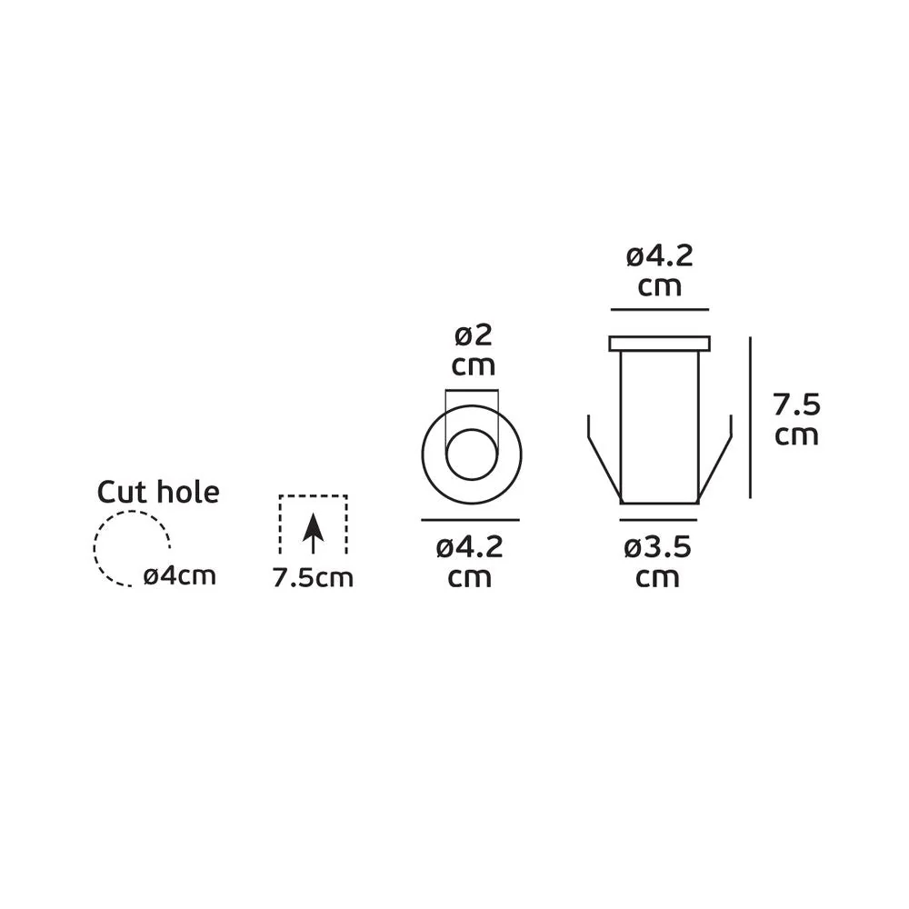 Spot encastré extérieur VK Leading Light LED, H 7,5 cm