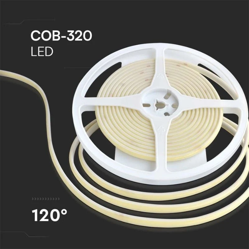 Ruban LED COB 5M 24V IP67 320LED/m Bleu VTAC
