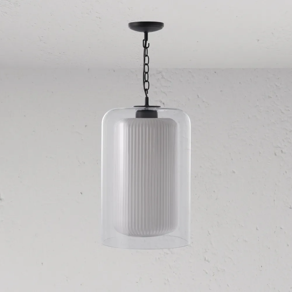Windsor Suspension Grand Format en Verre Opalin - Bronze
