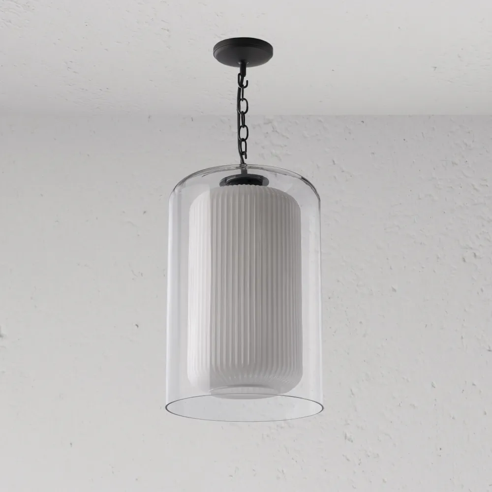 Windsor Suspension Grand Format en Verre Opalin - Bronze