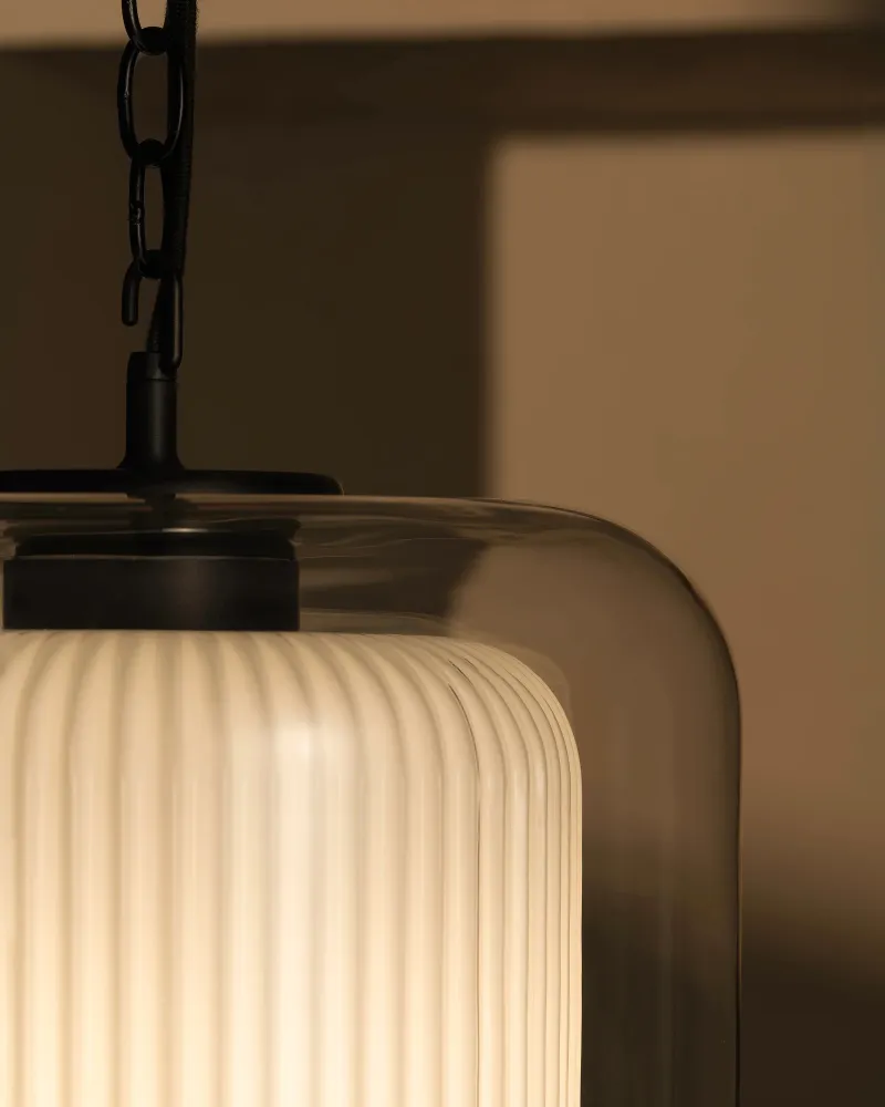 Windsor Suspension Grand Format en Verre Opalin - Bronze