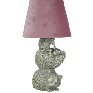 WJ Sampson Silver Hedgehog Lamp Blush Shade