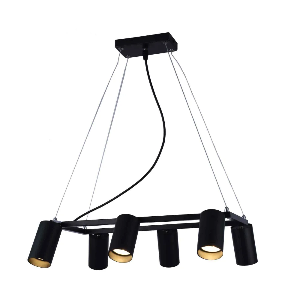Luminaire suspendu noir à 6 lumières de la collection Palmer, 17,7" x 39,3" XTRICITY