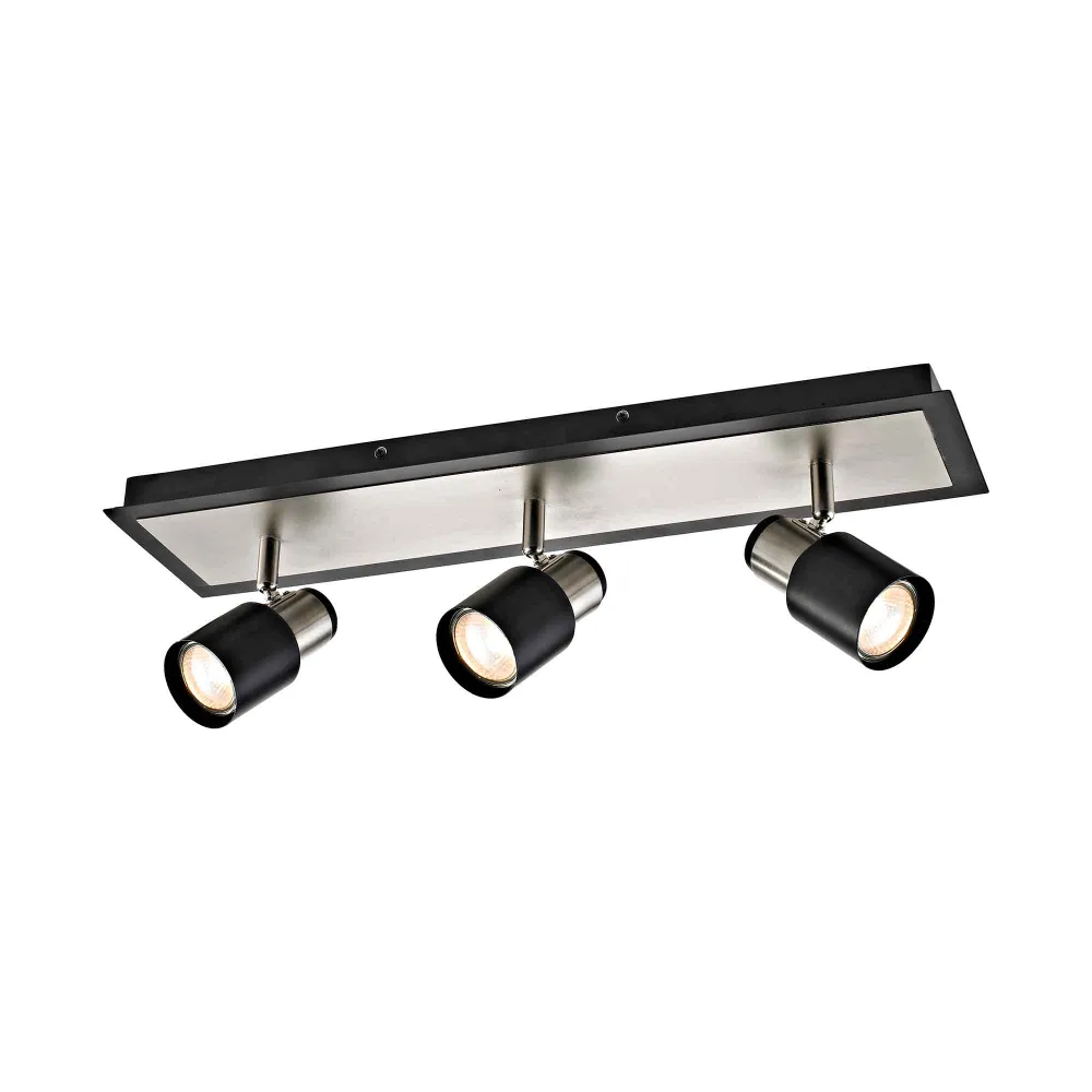 Rail d'éclairage Jackson à 3 têtes en nickel brossé et noir mat, 20,5" x 6,1" XTRICITY