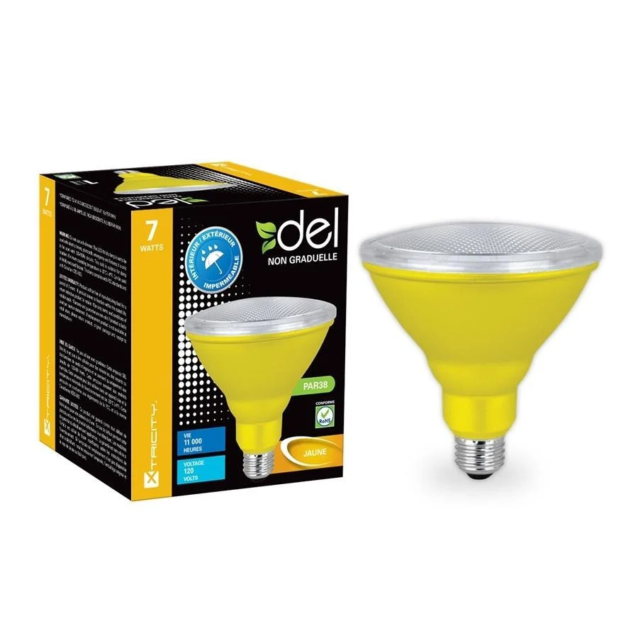 Xtricity Ampoule DEL PAR38/7W/120V/Jaune/Intérieur et Extérieur 1 Un.